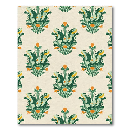 Emerald Green Floral Crest Rug