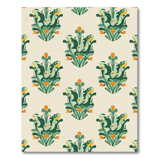 Emerald Green Floral Crest Rug