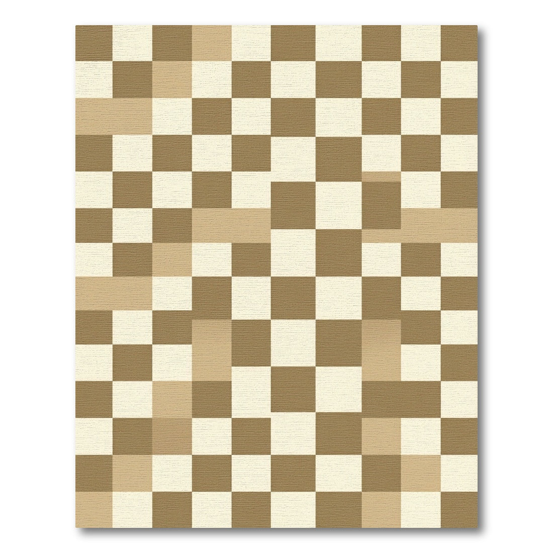 Neutral Tan Checkered Grid Texture Rug