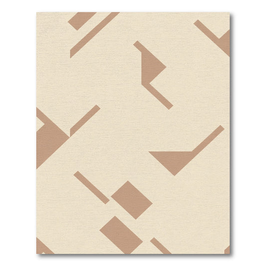 Minimalist Tan Geometric Abstract Rug