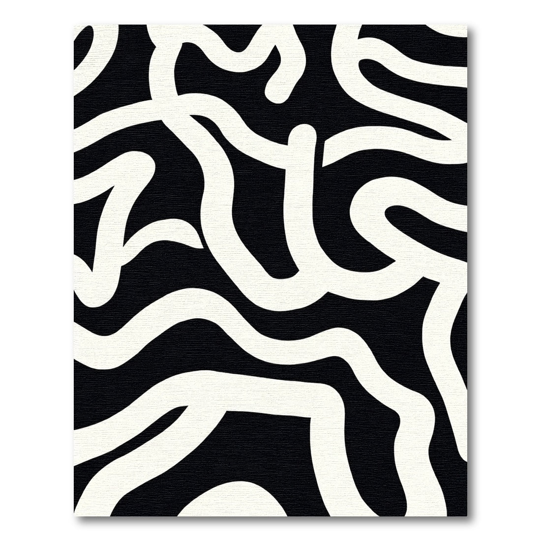 Bold Black White Organic Flow Rug