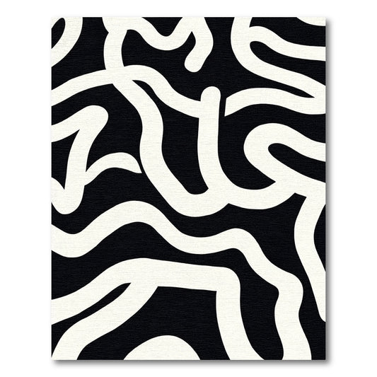 Bold Black White Organic Flow Rug