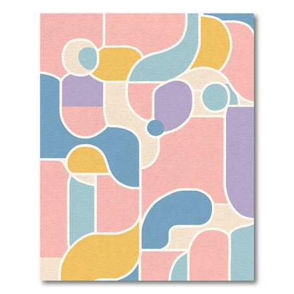 Pastel Geometric Abstract Organic Shapes Rug