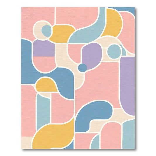 Pastel Geometric Abstract Organic Shapes Rug
