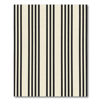 Modern Black Cream Vertical Stripes Rug