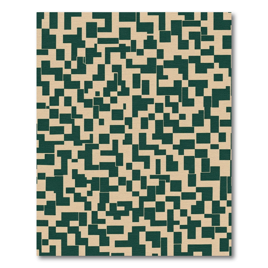 Green Tan Abstract Square Collage Rug