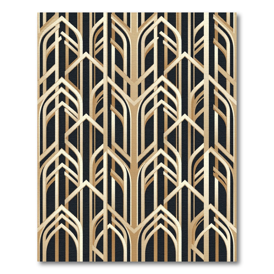 Art Deco Golden Geometric Arch Rug