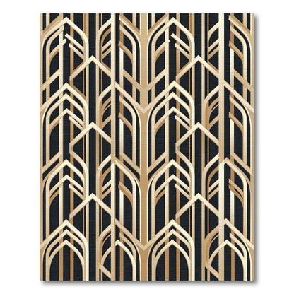 Art Deco Golden Geometric Arch Rug