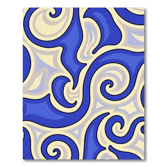 Vibrant Blue Swirl Abstract Rug