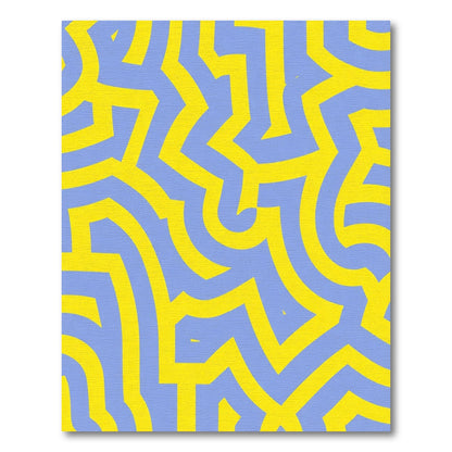 Bold Yellow Abstract Maze Rug