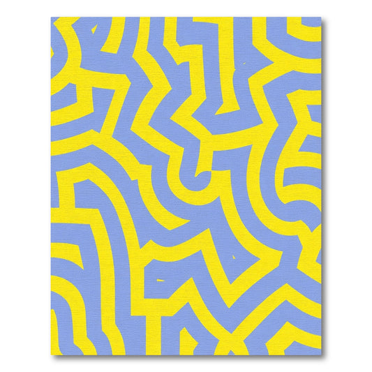 Bold Yellow Abstract Maze Rug