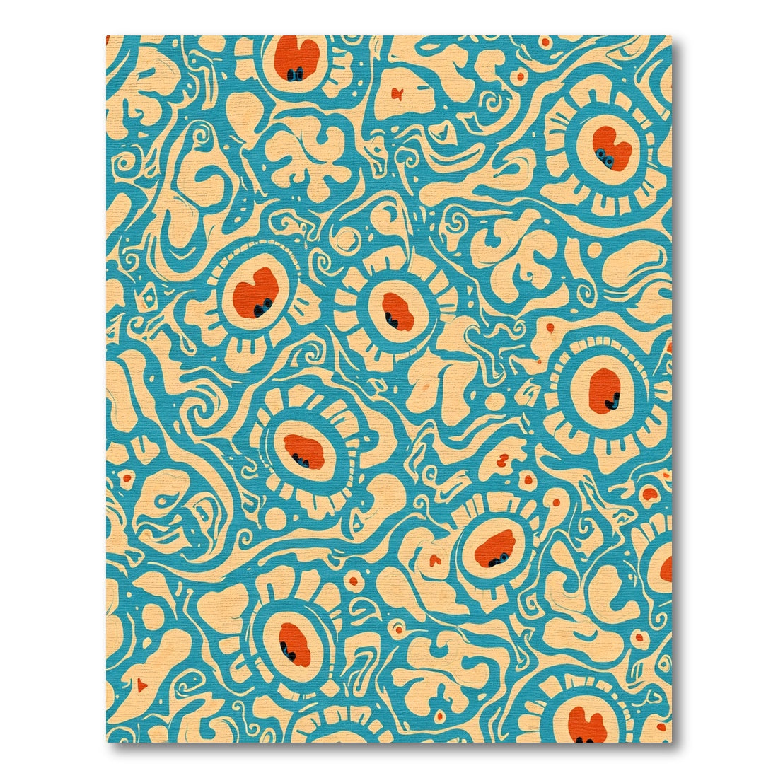 Teal Orange Abstract Eye Floral Rug
