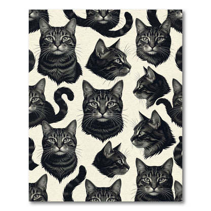 Tabby Cat Portrait Collage Rug