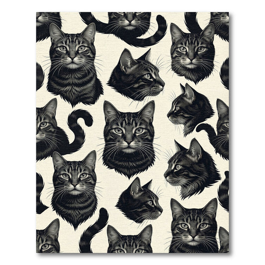 Tabby Cat Portrait Collage Rug