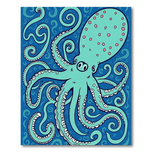 Teal Octopus Swirl Blue Ocean Rug