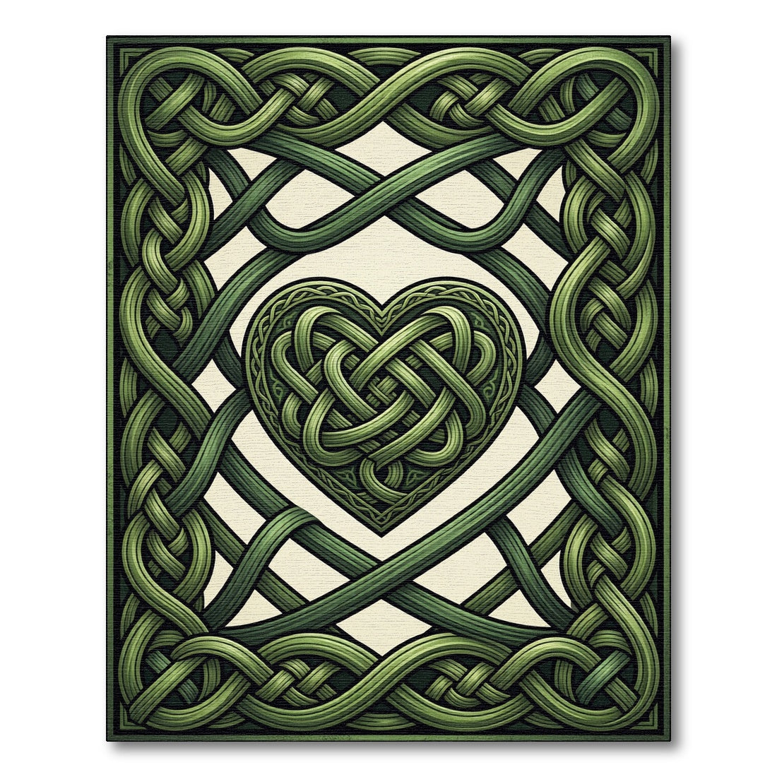Emerald Celtic Heart Knot Weave Rug
