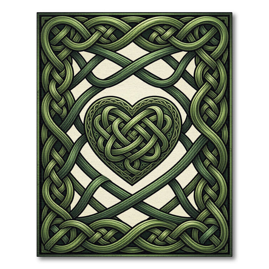 Emerald Celtic Heart Knot Weave Rug