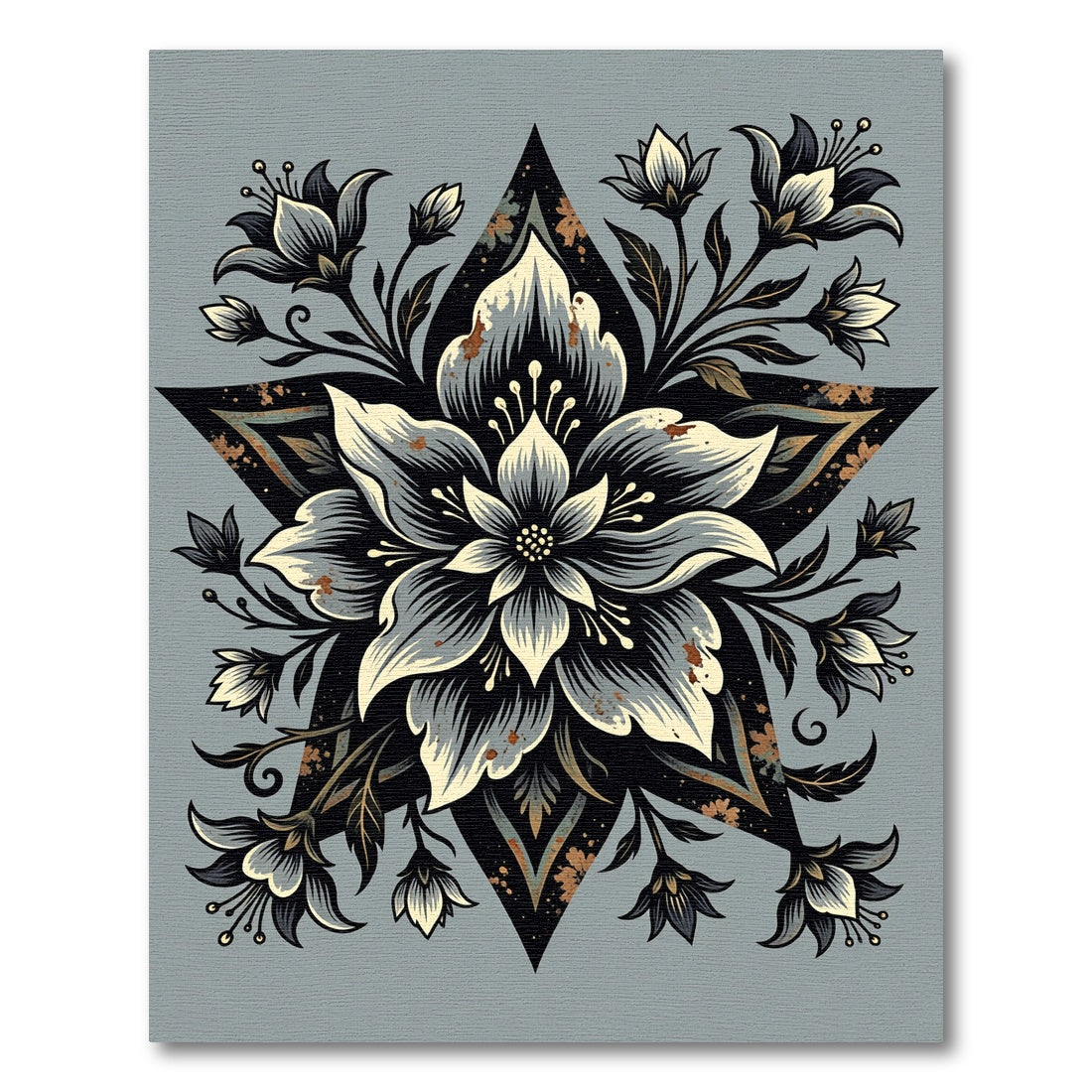 Monochromatic Floral Star Embossed Rug