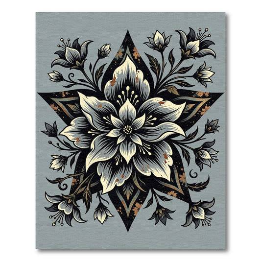 Monochromatic Floral Star Embossed Rug
