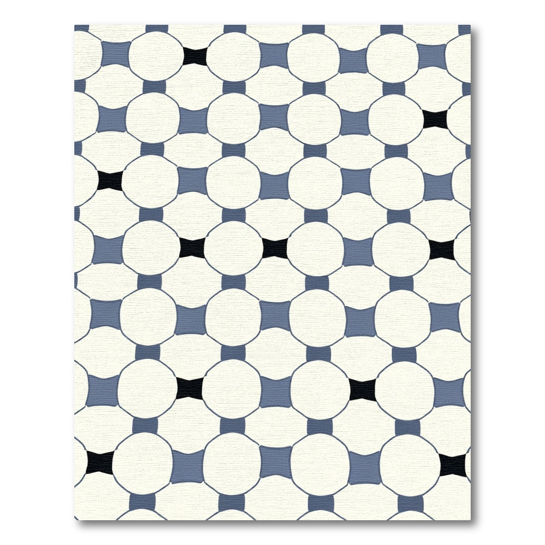 Cream Blue Interlocking Circles Rug