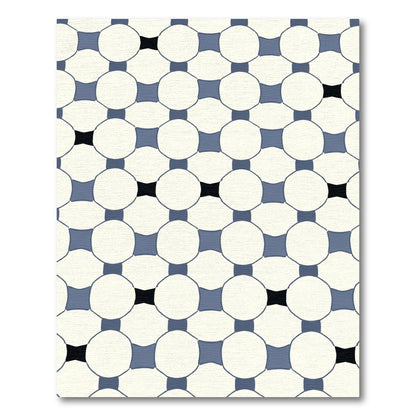 Cream Blue Interlocking Circles Rug