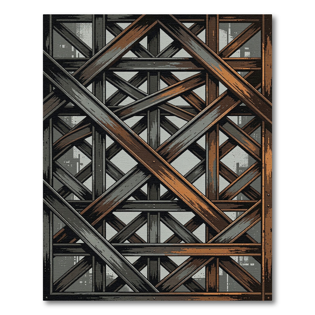 Industrial Steel Beam Intersection Rug