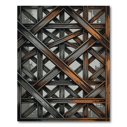 Industrial Steel Beam Intersection Rug