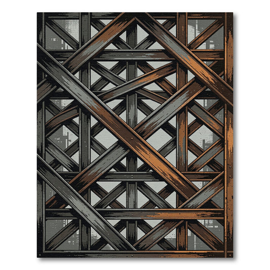 Industrial Steel Beam Intersection Rug