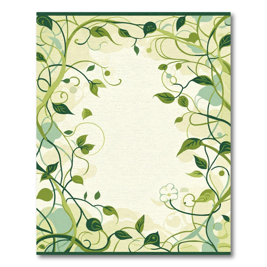 Green Vine Swirl Floral Art Rug