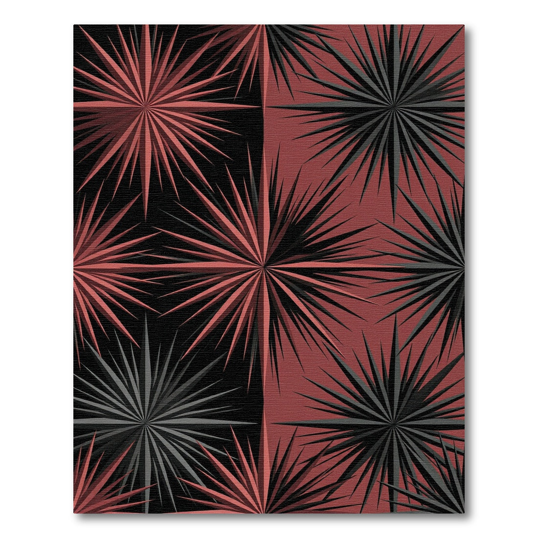 Modern Black and Red Starburst Rug