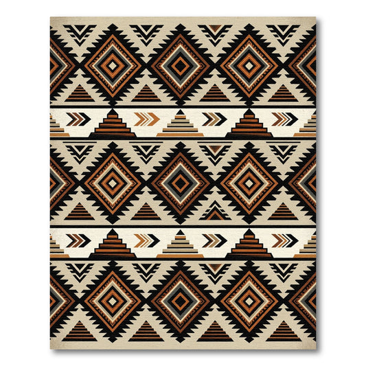 Tribal Geometric Diamond Stripe Rug