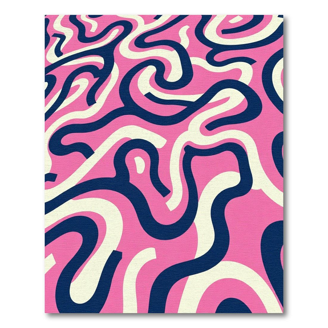 Pink White Navy Swirling Lines Rug
