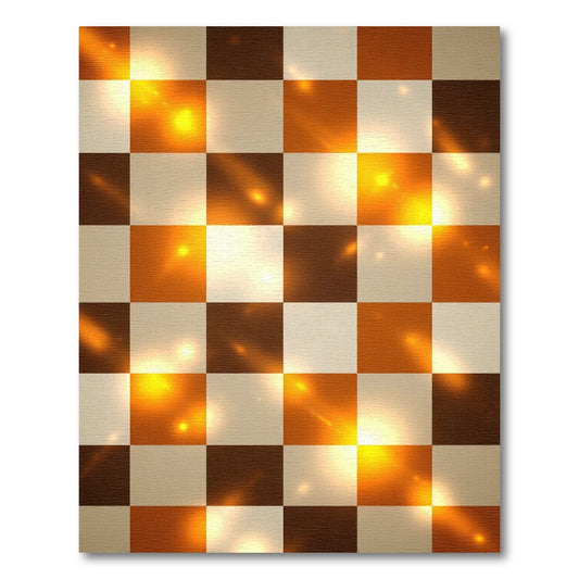 Orange And White Checkerboard Light Glare Rug