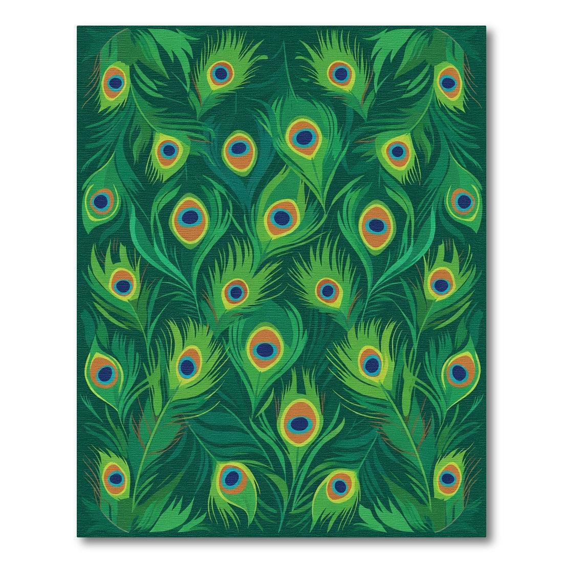 Emerald Green Peacock Feather Arrangement Rug