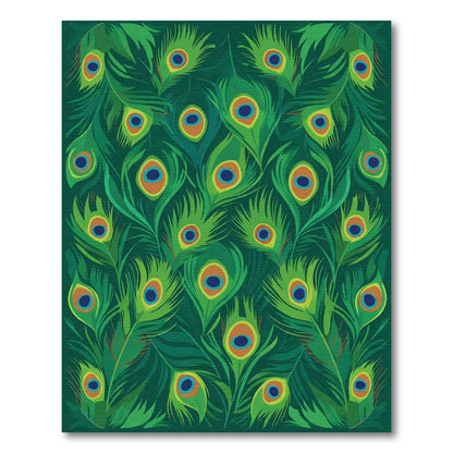 Emerald Green Peacock Feather Arrangement Rug