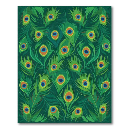 Emerald Green Peacock Feather Arrangement Rug