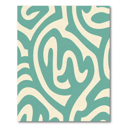 Teal Cream Abstract Swirl Abstraction Rug
