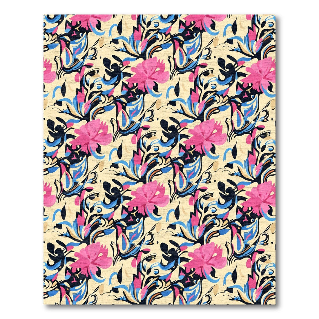Pink Cream Abstract Floral Swirl Rug