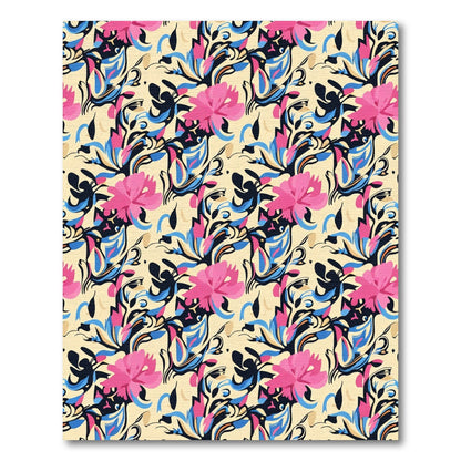 Pink Cream Abstract Floral Swirl Rug