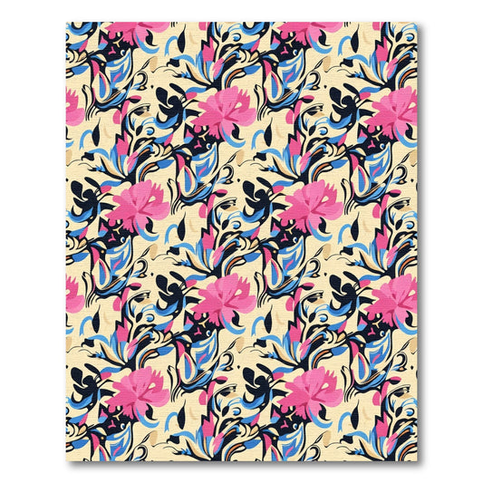 Pink Cream Abstract Floral Swirl Rug
