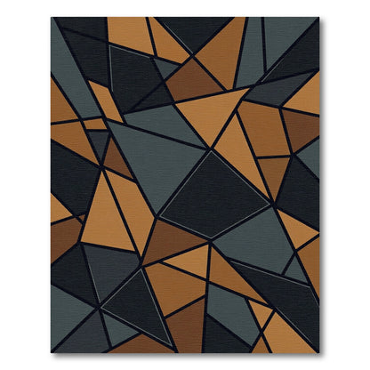 Geometric Ochre and Charcoal Angular Rug