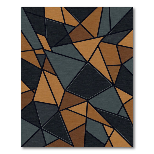 Geometric Ochre and Charcoal Angular Rug