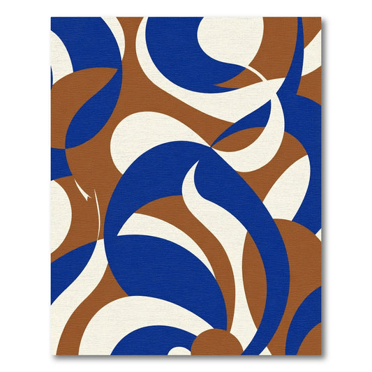 Wavy Cobalt Cream Earthy Abstract Rug