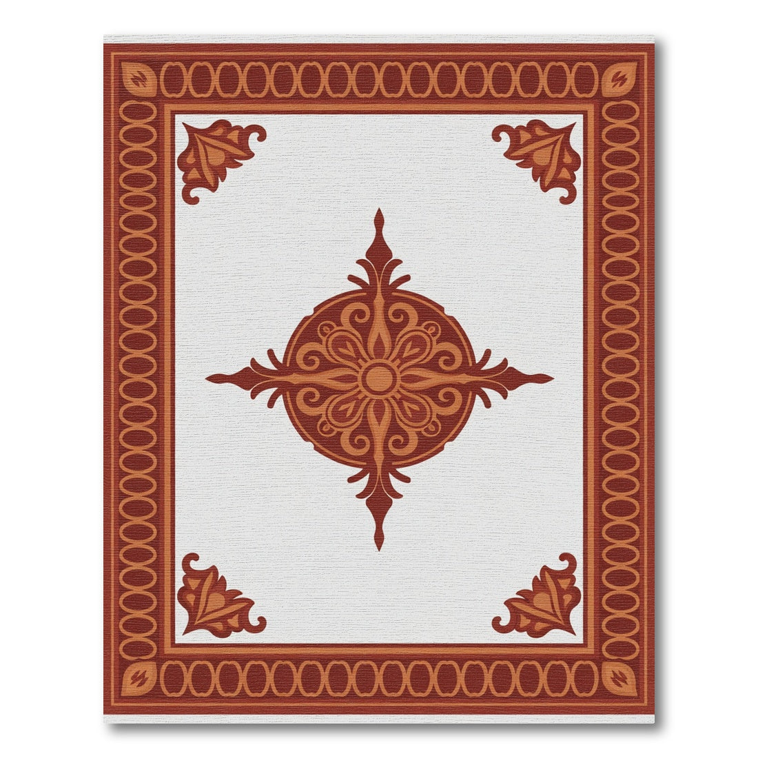 Terracotta Floral Corner Medallion Rug
