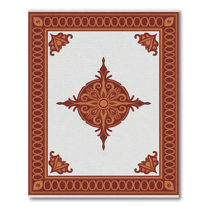 Terracotta Floral Corner Medallion Rug