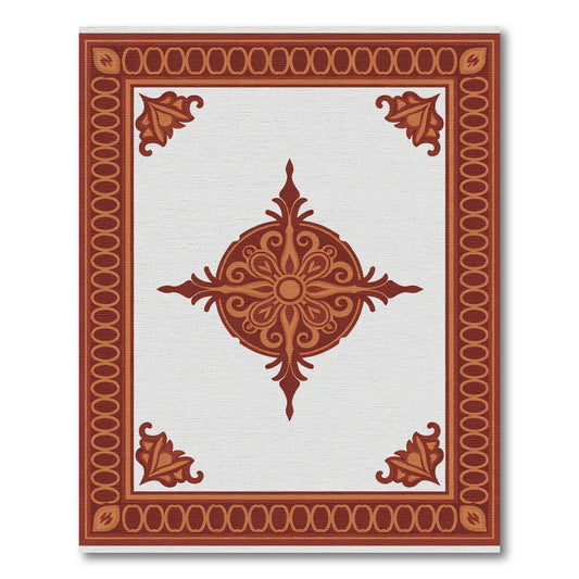 Terracotta Floral Corner Medallion Rug