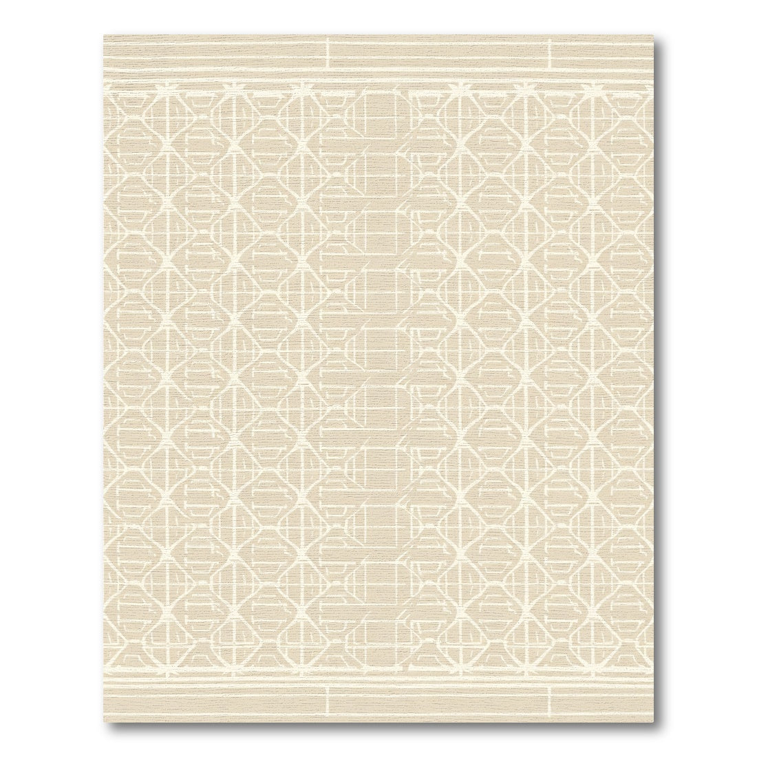 Cream Geometric Lattice Stripe Rug