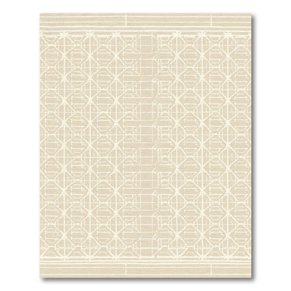 Cream Geometric Lattice Stripe Rug