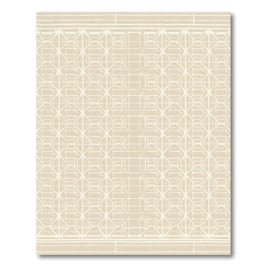 Cream Geometric Lattice Stripe Rug