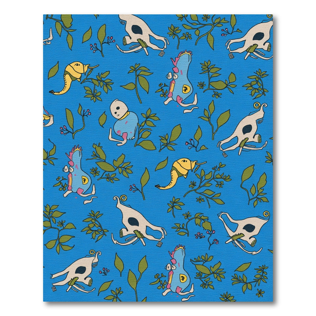 Whimsical Blue Creature Garden Rug